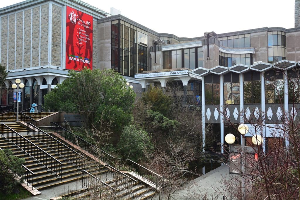Exterior of Royal BC Museum in downtown Victoria